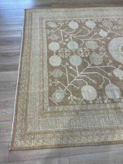 Lovely soft brown color Peshawar Rug 8.11x11.10 handmade carpet - Image 6