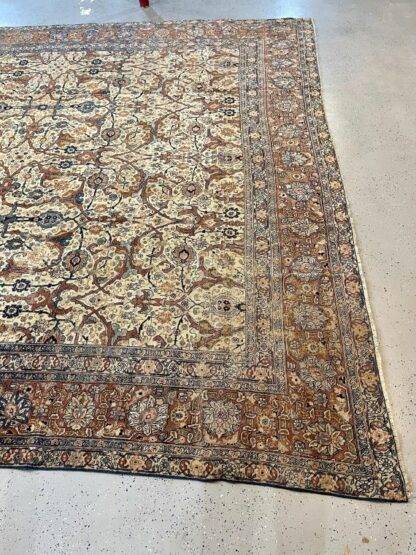 Antique Persian Tabriz Rug | Circa 1910 | Handwoven Wool | 10.8x13.10 | Low Pile | Vintage Oriental Area Rug | Luxury Home Decor - Image 2