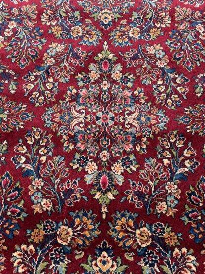 Vintage Karastan Sarouk Rug | 9x12 ft | Handwoven Wool Persian-Inspired Carpet | Classic Red Floral Design | Luxury Area Rug