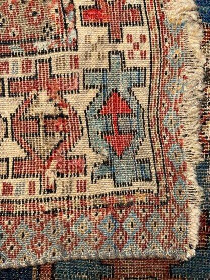 Small Distress Caucasian Kazak Rug, 2.6x2.9 ft Wool Area Rug - Image 2