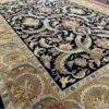 Modern Agra Wool Rug | Handmade 10x14 Carpet in Black and Olive | Gently Used