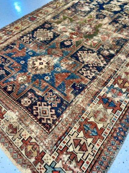 Small Distress Caucasian Kazak Rug, 2.6x2.9 ft Wool Area Rug - Image 3