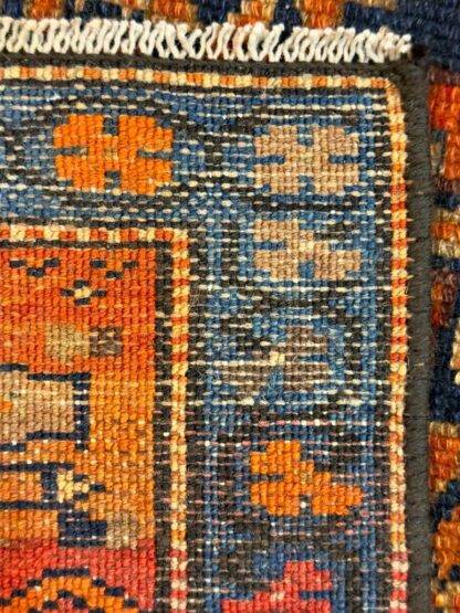 Vintage Handwoven Persian Runner Rug – Exquisite Geometric Charm in Rich Navy & Rust 3.4x9.10 - Image 4