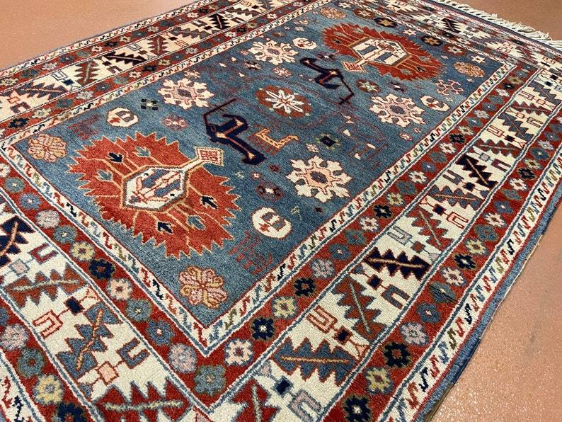 Turkish rug | Turkish Kazak 4.3x6 carpet natural abrash