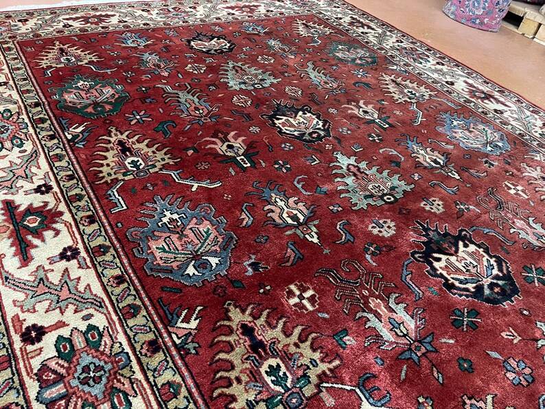 Handmade Rug | Beautiful Indo Heriz 7.8x9.9 carpet - Image 4
