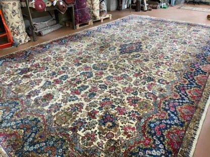 Antique Kerman rug 11x19.7 lovely carpet has some worn areas selling as is - Image 4