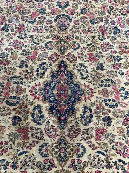 Antique Kerman rug 11x19.7 lovely carpet has some worn areas selling as is - Image 3