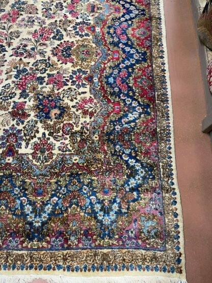 Antique Kerman rug 11x19.7 lovely carpet has some worn areas selling as is - Image 10