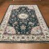Floral Oriental Rug | Forest green rug Tabriz pattern in great condition 6x9 handmade wool rug