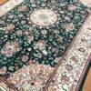 Floral Oriental Rug | Forest green rug Tabriz pattern in great condition 6x9 handmade wool rug - Image 8