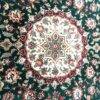 Floral Oriental Rug | Forest green rug Tabriz pattern in great condition 6x9 handmade wool rug - Image 4