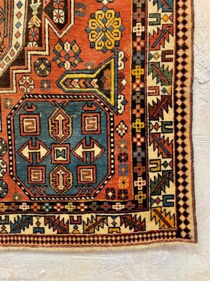 Antique Rug | Pictorial Shirban Rug 4.6x5.6 vibrant colors the Perfect for cozy living areas or as a statement piece in your entryway - Image 5