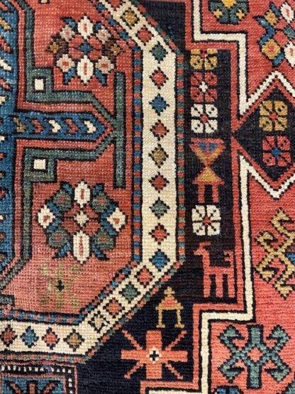 Antique Rug | Pictorial Shirban Rug 4.6x5.6 vibrant colors the Perfect for cozy living areas or as a statement piece in your entryway - Image 3