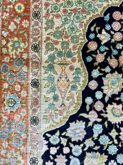 Turkish Rug | Silk Hereke Rug 2.7x3.5 Floral Motifs - Image 10