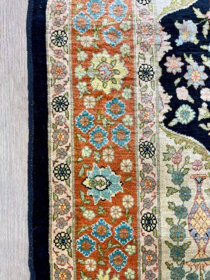 Turkish Rug | Silk Hereke Rug 2.7x3.5 Floral Motifs - Image 9