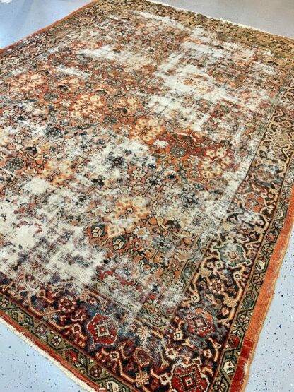 Living Room Distressed Antique Persian Mahal Rug 8.4x10.4 Circa 1910s-1920s - Image 9