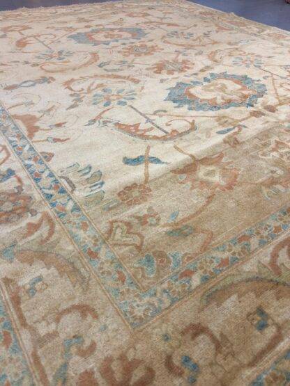 Vintage Afghan Rug 7.10x9.7 Soft Neutral Tones with Intricate Floral Motifs - Image 5