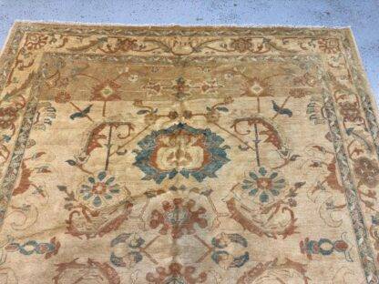 Vintage Afghan Rug 7.10x9.7 Soft Neutral Tones with Intricate Floral Motifs - Image 3