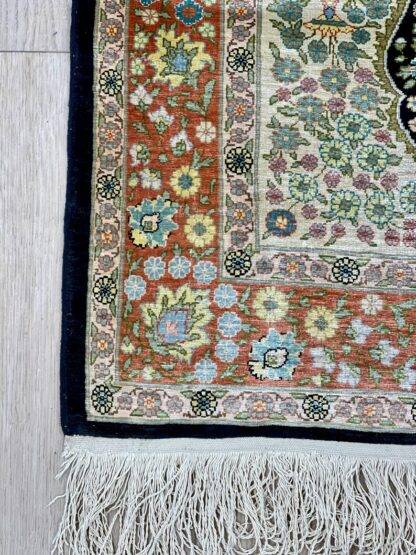 Turkish Rug | Silk Hereke Rug 2.7x3.5 Floral Motifs - Image 8