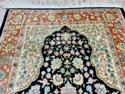 Turkish Rug | Silk Hereke Rug 2.7x3.5 Floral Motifs - Image 7