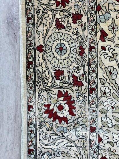 Authentic Silk Rug with Floral and Medallion Design 3.4x4.9 - Image 8