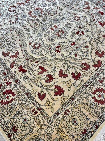 Authentic Silk Rug with Floral and Medallion Design 3.4x4.9 - Image 7