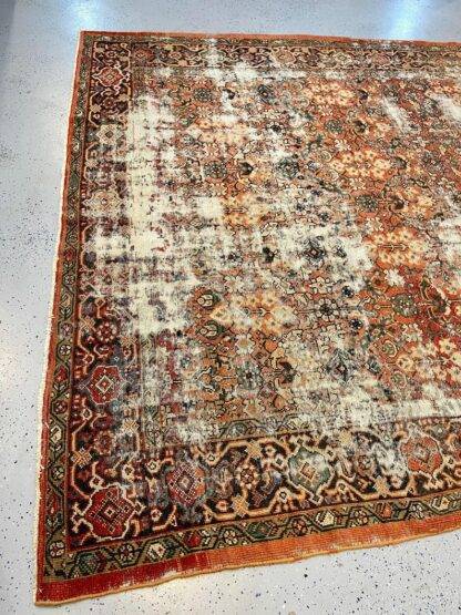 Living Room Distressed Antique Persian Mahal Rug 8.4x10.4 Circa 1910s-1920s - Image 7