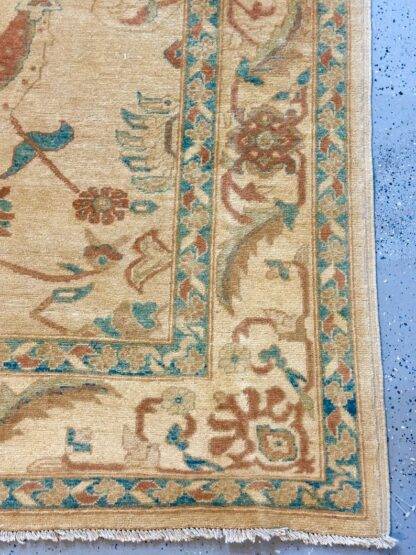 Vintage Afghan Rug 7.10x9.7 Soft Neutral Tones with Intricate Floral Motifs - Image 7