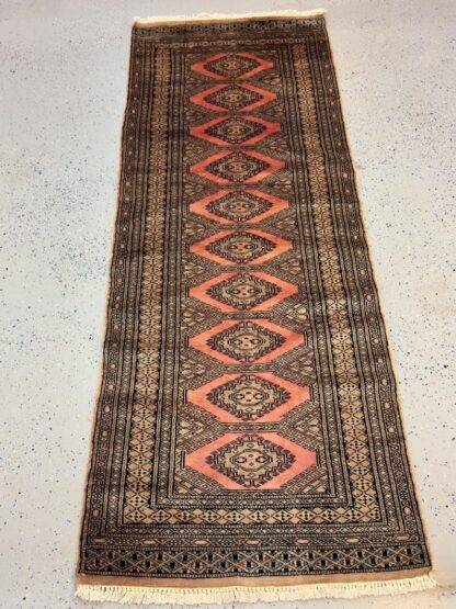 Vintage Fine Bukhara Wool Runner – 2.7x6.10 ft | Hand-Knotted Geometric Rug | Timeless Hallway & Entryway Elegance
