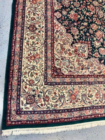 Vintage Luxurious Persian Tabriz Rug – Handwoven Floral Elegance | Wool & Silk Blend | Timeless Masterpiece 9.10x13.6 - Image 9