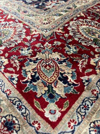 Very Fine Oriental Rug 8.2x10 Handmade Pakistani Kashann in Navy Blue & Deep Red - Image 5