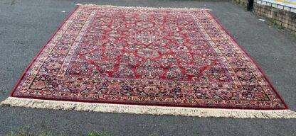 Vintage Karastan Sarouk Rug | 9x12 ft | Handwoven Wool Persian-Inspired Carpet | Classic Red Floral Design | Luxury Area Rug - Image 2