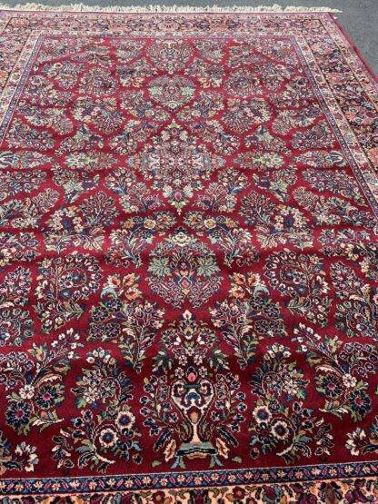 Vintage Karastan Sarouk Rug | 9x12 ft | Handwoven Wool Persian-Inspired Carpet | Classic Red Floral Design | Luxury Area Rug - Image 4