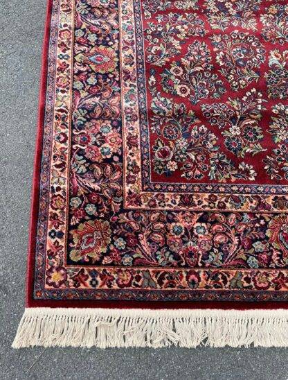 Vintage Karastan Sarouk Rug | 9x12 ft | Handwoven Wool Persian-Inspired Carpet | Classic Red Floral Design | Luxury Area Rug - Image 7