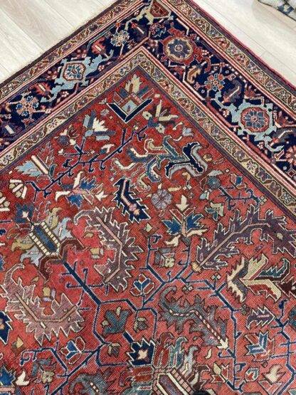 Hand-Knotted Antique Persian Heriz Rug 8x11.5 - Vintage Wool Area Carpet - Image 2