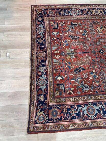 Hand-Knotted Antique Persian Heriz Rug 8x11.5 - Vintage Wool Area Carpet - Image 3