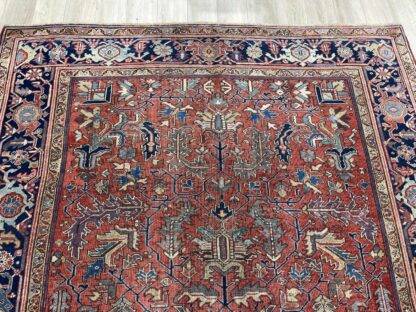 Hand-Knotted Antique Persian Heriz Rug 8x11.5 - Vintage Wool Area Carpet - Image 4