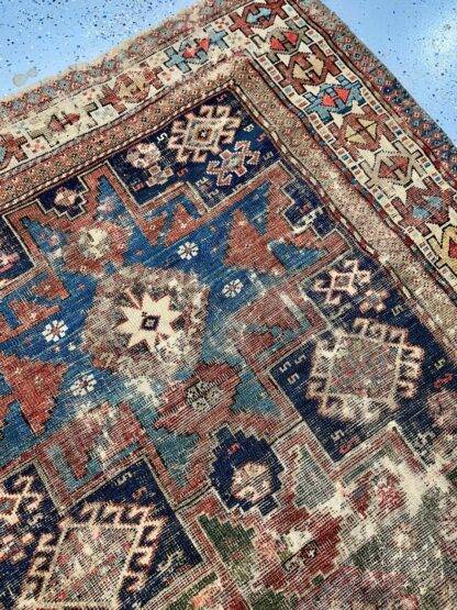 Small Distress Caucasian Kazak Rug, 2.6x2.9 ft Wool Area Rug - Image 5