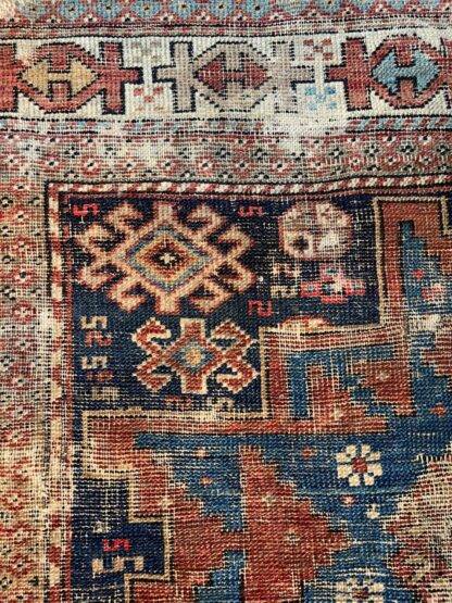 Small Distress Caucasian Kazak Rug, 2.6x2.9 ft Wool Area Rug - Image 6