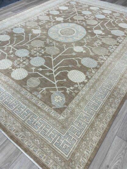 Lovely soft brown color Peshawar Rug 8.11x11.10 handmade carpet - Image 7