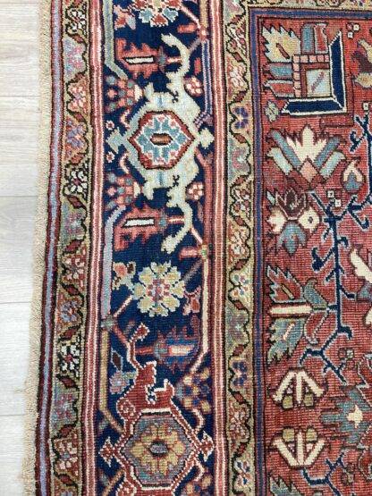 Hand-Knotted Antique Persian Heriz Rug 8x11.5 - Vintage Wool Area Carpet - Image 7