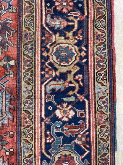 Hand-Knotted Antique Persian Heriz Rug 8x11.5 - Vintage Wool Area Carpet - Image 8