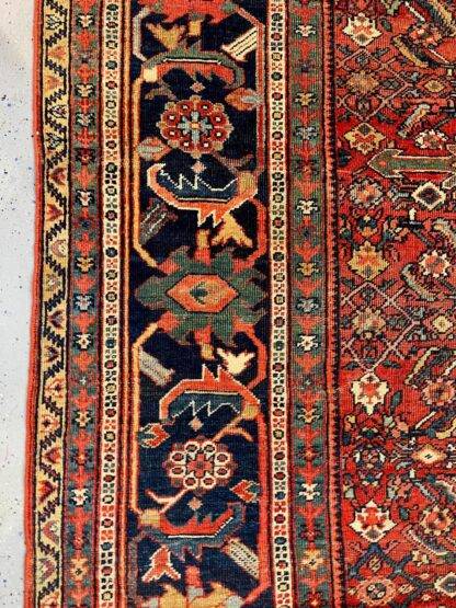 Antique Mahal Persian Rug – 10x15 Hand-Knotted Wool Carpet – Large Vintage Area Rug – Traditional Red & Navy Oriental Rug for Living Room - Image 6