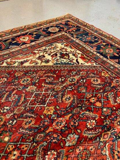 Antique Mahal Persian Rug – 10x15 Hand-Knotted Wool Carpet – Large Vintage Area Rug – Traditional Red & Navy Oriental Rug for Living Room - Image 8