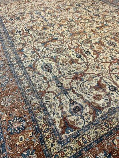 Antique Persian Tabriz Rug | Circa 1910 | Handwoven Wool | 10.8x13.10 | Low Pile | Vintage Oriental Area Rug | Luxury Home Decor - Image 7