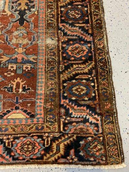 Vintage Serapi Heriz Rug | Distressed Antique Persian Carpet | 1920s Handwoven Wool | 9.7x11.9 ft | Large Oriental Area Rug - Image 10