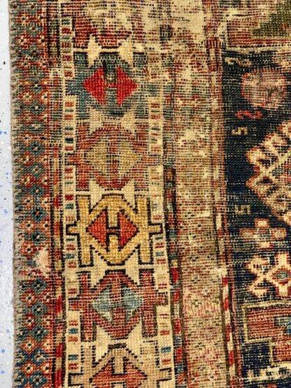 Small Distress Caucasian Kazak Rug, 2.6x2.9 ft Wool Area Rug