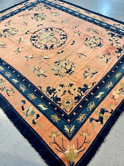 Vintage Distressed Oriental Rug | Handmade Chinese Carpet 7.9 x 9.6 - Image 7