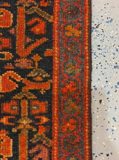 Vintage Handwoven Persian Runner Rug – Exquisite Geometric Charm in Rich Navy & Rust 3.4x9.10 - Image 5