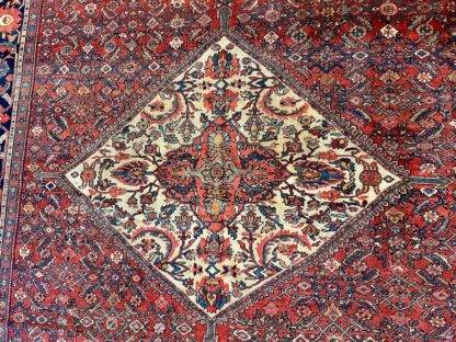 Antique Mahal Persian Rug – 10x15 Hand-Knotted Wool Carpet – Large Vintage Area Rug – Traditional Red & Navy Oriental Rug for Living Room - Image 9